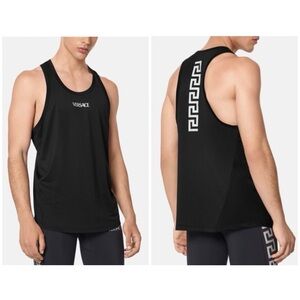 Versace NWT Black Greca Barocco Jersey Mesh Clubbing Athletic Tank Top Size XS-M